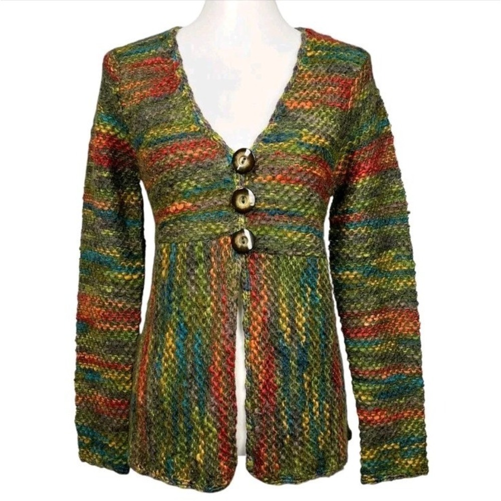 Vintage Y2K Babydoll Cardigan Sweater Womens Petite M‎ Fairy Grunge Knit Mohair